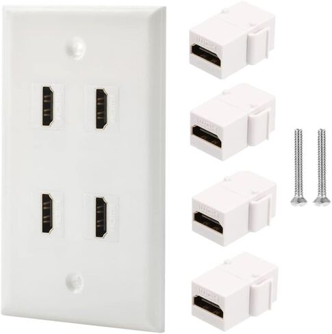 Halokny HDMI Wall Plate 1 Port, HDMI Keystone Female to Female Coupler Jack Face Plate Socket Insert Jack Outlet Panel Mount for Projector & Home Theater -White (1 Port HDMI) in Kuwait