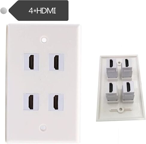Halokny HDMI Wall Plate 1 Port, HDMI Keystone Female to Female Coupler Jack Face Plate Socket Insert Jack Outlet Panel Mount for Projector & Home Theater -White (1 Port HDMI) in Kuwait