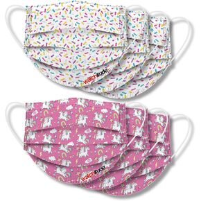 Kids Disposable Safety Masks, 6, 3X Butterfly Picnic, 3X Club Unicorn
