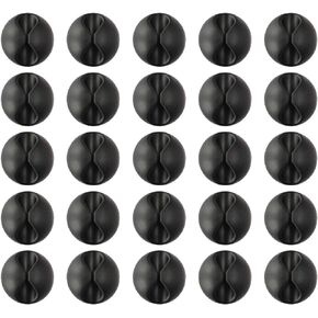Cable Clips Cord Organizer, Attom Tech Multipurpose Cable Holder With Adhesive Pad Cord Management System, Desktop Cable Organizer for HDMI, Charging Cable, Ethernet, USB Cable (Black 25pcs)