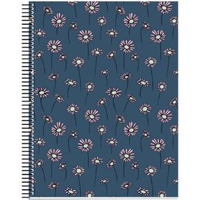 Miquel Rius M Fashion 4 Subject Spiral Notebooks, Lined 11" x 8.5" Heavyweight Paper, 120 Sheets (Subjects Separated by color), 3 Hole Punched, Micro-Perforated, Daisies Cover