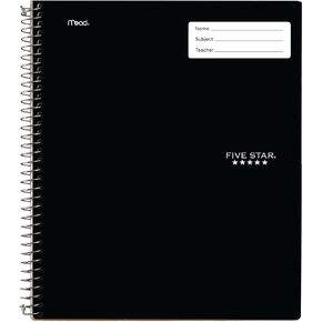 Five Star Interactive Notetaking, 1 Subject, College Ruled Spiral Notebook, 100 Sheets, 11" x 8-1/2", Red (06270AB2)