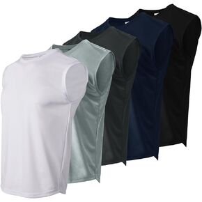 Facitisu Men Sleeveless Shirts Athletic Tank Tops Pack Muscle Tee Workout Quick Dry Gym Shirts