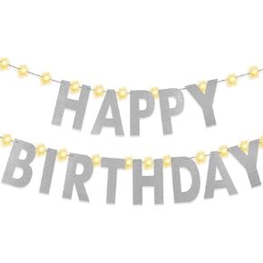 Happy Birthday Banner with LED Lights,10 Feet Large Gold Glitter Letters Birthday Sign Party Decorations Supplies for Men Women Hanging Bunting Garland Banners Yard Wall Door Backdrop Kids Baby Adults