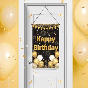 Rose Gold Birthday Door Sign for Women, Rose Gold Birthday Door Banner Decorations Rose Gold Birthday Porch Sign Banner Rose Gold Birthday Door Hanger Decor Rose Birthday Front Door Sign for Girls
