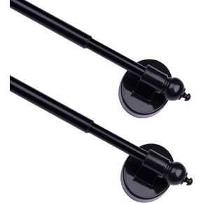 Magnetic Curtain Rods,Multi-Use Adjustable Appliance for Metal Doors,Windows,No Tools Needed，9-16 Inch，Black，2 Pack