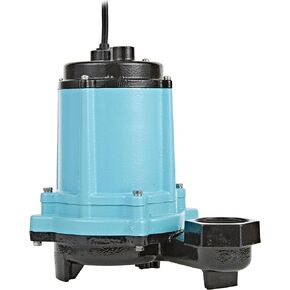 Little Giant 12E-CIM 115 Volt, 1/2 HP, 3000 GPH Cast Iron Manual Submersible Effluent Pump with 20-Ft. Cord, Blue, 512001