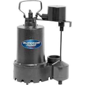 Superior Pump 92541 1/2 HP Cast Iron Sump Pump with Vertical Switch & 99509/SC150B 1.5" Pump Check Valve, 1-1/2", Black