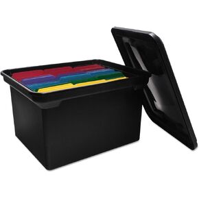 ADVANTUS File Tote with Lid, 19 x 15.5 x 11 Inches, Black (34052)