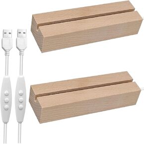 Rectangle Led Lights Display Base，2PCS 5.9-Inch Wooden Lighted Base Stand for Acrylic，Rectangle Colorful Lights Display Base For LED Light Lamp Base.