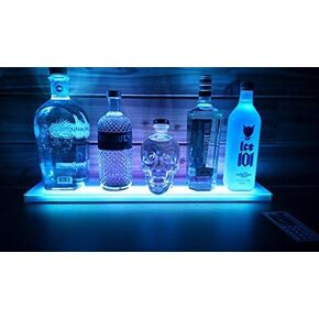 LED Lighted Liquor Bottle Display Shelf, 24Inch Bottle Display Stand Illuminated Home and Commercial Bar Shelves Rack Includes Remote Control