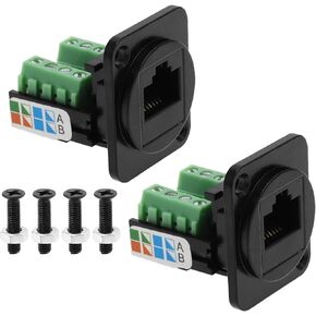 2pcs RJ45 8P8C Computer Module Type D Compatible with Cat5E LAN Screw Terminal Bolts Adapter Home Entertainment Systems Computers Game Consoles, Black