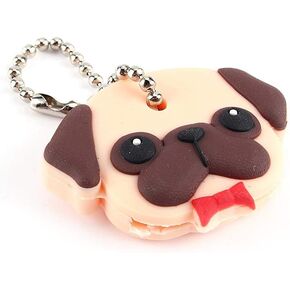 2Pcs Cartoon Key Caps, Lovely Dog with Red Bow Tie Key Covers Cute Animal Identifier Caps Tags Key Covers
