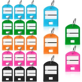 20 Pack Key Tags Plastic Key Labels Key Chain Tags with Ring and Label Window Sturdy Item Identifiers for Home, School, Office and More, 5 Colors in Kuwait
