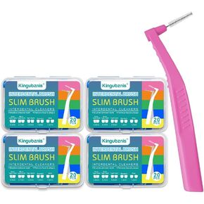 Interdental Brush,Angle Dental Brush Cleaner Toothpick Flossing Head Tooth Cleaning Tool with Portable Case for Tooth Cleaning (Tight Teeth) (Tight Teeth) (Tight Teeth) (Pink)