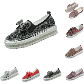 Women's Rhinestones Glitter Slip On Sneakers,Cute Bow Comfort Platform Walking Flat Loafer Stitch Casual Shoes