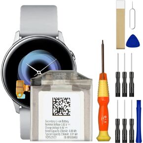 Replacement Battery EB-BR500ABU R500 Battery [Upgraded] for Samsung Galaxy Watch Active SM-R500 SM-R500NZKAXAR SM-R500NZDAXAR SM-R500NZSAXAR SM-R500NZDCXAR (40mm) Battery Free Adhesive Tool Kits