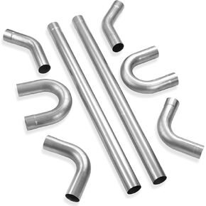 LCGP 2" Mild Steel Custom Exhaust Kit Tubing Mandrel Bend Pipe Elbow Straight Pipe U-Shaped Pipe 8 Pcs