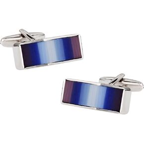 Men's Glass Cuff Links Blue, Purple, & Silver Fiber Optic Cufflinks with Travel Presentation Gift Box