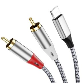 Light-ning to 2 RCA Stereo Adapter Cable, Light-ning to 2 RCA Audio Cable, Suitable for TV, Computer, Mobile Phone, MP3 Player, Speaker, car Radio, Tablet, Amplifier, Speaker, etc.