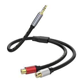 3.5mm to 2RCA Cable(1FT), 3.5mm Male to 2RCA Female Adapter Hi-Fi Sound RCA Auxiliary Stereo Audio Cord Gold Plated RCA Y Splitter 1/8 to RCA Connector Compatible for Tablet MP3 Computer Speaker