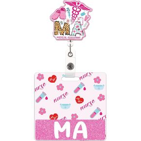 CNA Badge Reel Retractable with Buddy - Certified Nursing Assistant Badge Reels and CNA Badge Buddy, CNA Badge Holder, CNA Accessories for Work, Pink Badge Reel with Swivel Clip, CNA Gifts