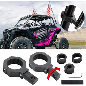 Roykaw ATV/UTV/SXS Whip Light Mount Bracket, Flag Mount, Roll Cage Clamps for 1"/1.5"/1.75"/2" Round Bar, 360°Adjustable and Non-Abrasion, 2 PCS Whip Light Mounting Brackets