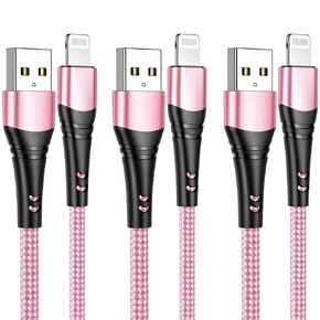 Apple MFi Certified 3 Pack iPhone Charger 10ft, Long Lightning Cable Durable Nylon Braided iPhone Charging Cable 10 Foot, Fast iPhone Cord for iPhone 13/12/11/Pro/Xs Max/X/8/7/Plus/6S/6/SE/5S/iiPad