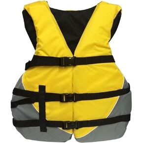 MW Adult Universal Life Vest, USCG Approved Type III Life Jacket for Adults, Great for Boating, Fishing, Tubing, & Other Water Sports, Oversized 2XL-5XL (Yellow)