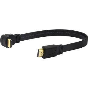 CERRXIAN Lemeng 1FT Flat Slim High Speed HDMI Cable A Male to 90 Degree Down Angle A Male Cable