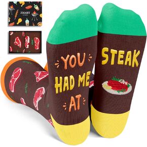 Zmart Unisex Steak Socks Meat Socks, Meat Gifts for Men Women, Steak Gifts Gifts for Steak Lovers