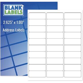 Blank Labels Address Mailing Shipping Labels, 2-5/8" x 1" (2.625 x 1) Permanent White Matte Label, Inkjet and Laser Printer Guaranteed Made in USA, 30 Labels Per Sheet,- 10 Sheets - 300 Labels