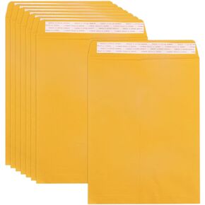 10x13 Catalog Envelopes Self Seal 100 Pack, Goefun 80GSM Paper Large Yellow Brown Manilla Envelopes with Peel and Seal Flap for Mailing, Organizing and Storage