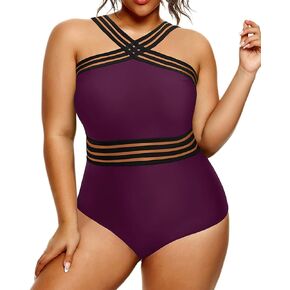 Yonique Women Plus Size One Piece Swimsuits Tummy Control Bathing Suit Front Crossover Swimwear Strapless Monokinis
