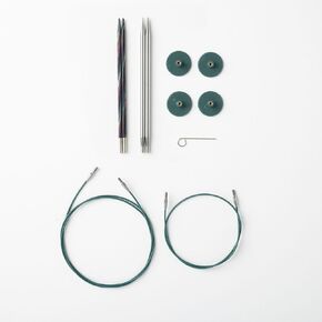 Knit Picks Try It Wood and Metal Interchangeable Knitting Needle Set - US 6 and 7 (Caspian)