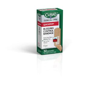 Curad Quickstop Flex-Fabric Bandages, Quickstop Bleeding Control Technology, 0.75" x 2.83", 30 Count (Pack of 3)