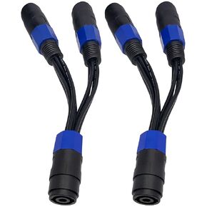 CESS-204 Speakon Splitter Cable - One NL4MP Input to Two NL4MP Outputs - Eight 12AWG Wires Per Cable - Maximum Signal Transfer and Flexibility, 2 Pack