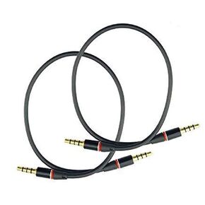 Seadream 2Pack 10 inch 4-Pole 3.5mm Male to 3.5mm Male Stereo Audio Cable Headset Extension Cable for Beats Dr. Dre Studio iPhone,M to M Audio Cable (2Pack Male to Male Black)