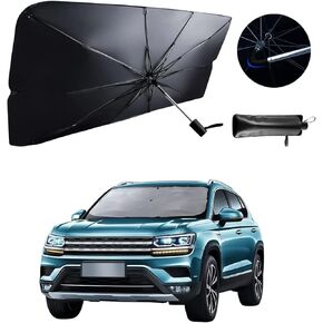 Car Windshield Sun Shade Umbrella, Foldable Sunshades Umbrella to Block UV Rays, 360° Rotation Bendable Handle Sun Visor Protector for Front Windshield, Universal for Most Cars, SUV, Trucks (Large)