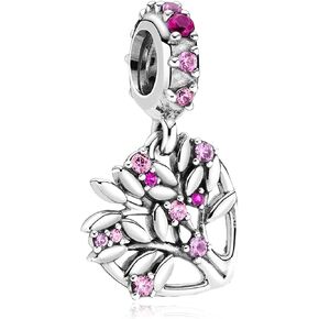 دلايات متدلية على شكل شجرة عائلة على شكل قلب وردي من الفضة الإسترليني عيار 925 مع زركونيا مكعب للأساور in Kuwait