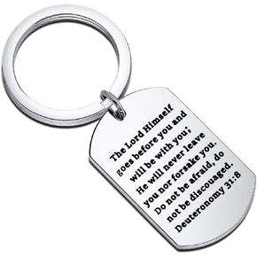 BEKECH Christian Deuteronomy 31:8 Keychain The Lord Himself Goes Before You and Will Be With You