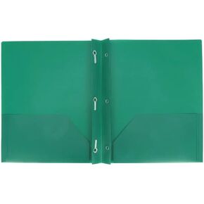 Letter Size Plastic Folder with Pockets and 3 Metel Prongs (Black)
