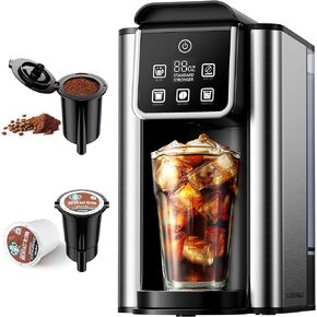 ماكينة صنع القهوة الساخنة والمثلجة مع إعداد جريء، ماكينة صنع القهوة الفردية لكوب K وأرضياته، أحجام المشروب 6-14 أونصة، خزان مياه قابل للإزالة 50 أونصة، ماكينة صنع القهوة بكوب واحد مع فلتر قابل لإعادة الاستخدام، أسود in Kuwait