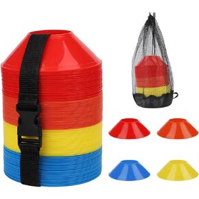 100pcs Mini Soccer Cones 4.92'', 4 Bright Colors Football Practice Cones Sports for Small Agility Training Field Cones Drill for Kids Basketball Skating Games, with Mesh Bag & Strap