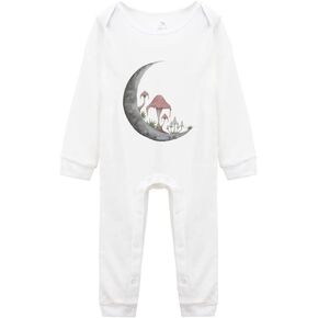 Mushroom Moon Baby Bodysuit -Newborn Infant Baby Bodysuit Long Sleeve 0-24 Months White