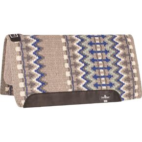 Classic Equine Classic Wool Top Saddle Pad, 3/4-inch Thick, Grey-Royal Blue, 32-inch x 34-inch