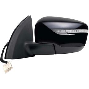 Driver Side Mirror for Nissan Rogue Sport Models, (textured black w/PTM cover, w/turn signal, foldaway), w/o Camera