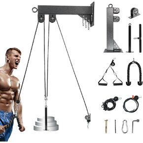 TRENDBOX نظام بكرة الصالة الرياضية ثلاثية الرؤوس حبل سحب إلى أسفل آلة كابل التدريب، مرفقات منسدلة LAT للمنزل والصالات الرياضية in Kuwait