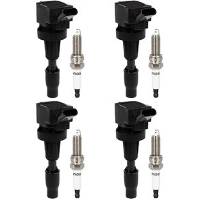 ECCPP UF817 4 ignition coils wilth 4 iridium Spark Plugs for Optima 1.6L 2016-2019,for Hyundai for Veloster 1.6L 2015-2017,for Tucson 1.6L 2016-2018,for Elantra 1.6L 2017-2019 C938 UF817 ‎1788580