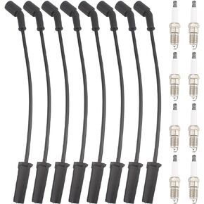 AUTOKAY Spark Plugs and Wires Set of 8 for GMC Sierra Yukon for Cadillac Escalade for Chevy Tahoe Hummer 5.3 6.0 V8 9748HH 41-962 19299585 9748HH 88862385